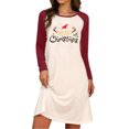 thumbnail image 1 of Innerwin Robe de Noël Manches Longues Robes de Vacances Imprimé Lettres Ligne A Rouge 3TG, 1 of 2