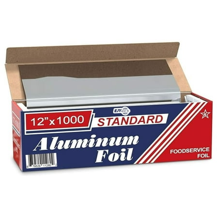 EJY IMPORT Standard Premium Aluminum Foil | 12”x1000 Feet Long | Industrial Size and Strength | Commercial Grade & Length Foil Wrap for Food Service Industry and Home Use| Strong Silver (1 Pack)