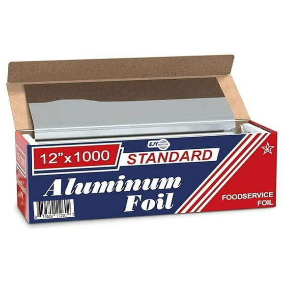 EJY IMPORT Standard Premium Aluminum Foil | 12”x1000 Feet Long | Industrial Size and Strength | Commercial Grade & Length Foil Wrap for Food Service Industry and Home Use| Strong Silver (1 Pack)