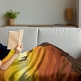 thumbnail image 3 of Antlers Soft Flannel Fleece Throw Blanket, Deer at Sunset Adventure Wildlife Panoramic Valley Hill Silhouette, Cozy Plush for Indoor and Outdoor Use, 50" x 70", Burnt Sienna Marigold, by Ambesonne, 3 of 5