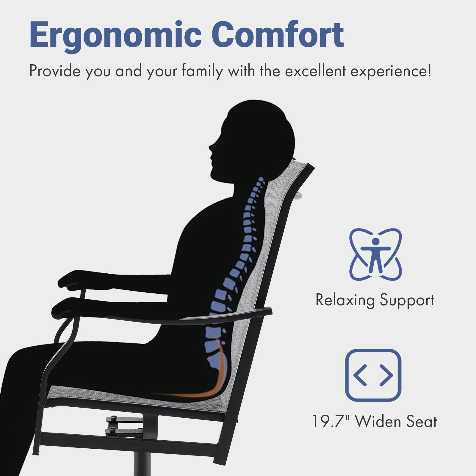STARY Outdoor Dining Chairs Set of 6, 360°Swivel Patio Dining Chair with Textilene Fabric, Outdoor Metal Armchair All Weather Resistant, Ergonomic Comfort, Perfect for Patio, Backyard, Balcony