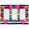 thumbnail image 1 of Metal Light Switch Plate Cover Hibiscus Flower Wreath Zebra Stripes FLW030, 1 of 13