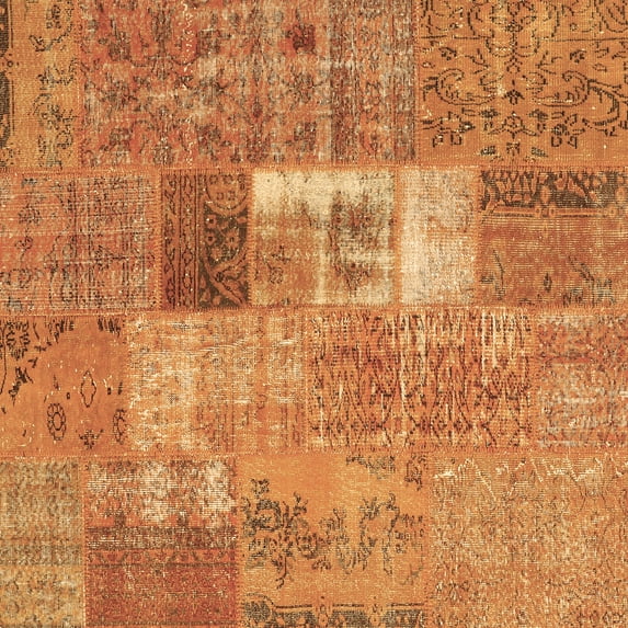 Ahgly Company Indoor Square Patchwork Brown Transitional Area Rugs, 4' Square