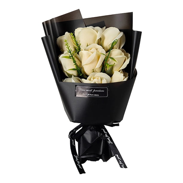 Ramo de rosas artificiales de 9 cabezas, hecho a mano, con jabón, ideal como decoración para aniversarios, cumpleaños, regalos para mujeres, madres, esposas y novias.