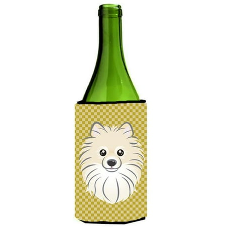 

Tan Checkered Pomeranian Wine bottle sleeve Hugger