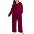 thumbnail image 2 of Cueply Women's Plus Size Pajama Set Long Sleeve Loungewear Long Pants Sleepwear Soft 2 Piece Pjs with Pockets, 2 of 9