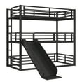 thumbnail image 5 of Triple Bunk Bed Twin XL Over Twin XL Over Twin XL with Slide, Heavy Duty Metal Triple Bed Frame with Guardrail and Ladder, 3-in-1 Bunk Beds with Noise-reduced Design, 5 of 8