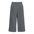 thumbnail image 4 of Mifsaly Cropped Wide Leg Pants for Women Pleated Front High Waisted Culottes Capri Trousers with Side Pockets Work Casual Summer Loose Lounge Outfits Dark Gray,S, 4 of 7