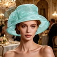 thumbnail image 5 of Karymi Trucker Hat Elegant Floral Organza Wide Brim Hat, Breathable Sun Protective Formal Dress Hat for Wedding Church Baseball Cap, 5 of 6