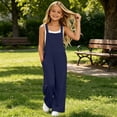 thumbnail image 7 of Dungarees for Kids Girls, Girls Casual Overalls Baggy Wide Leg Pants Jumpsuit Playsuit Navy 7-8Years, 7 of 7