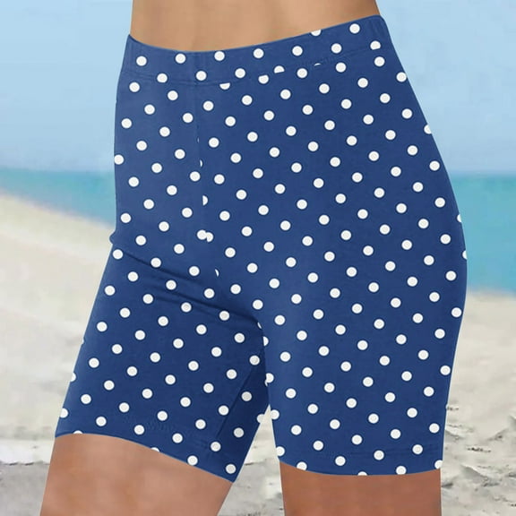 HaoXianJian Long Swim Board Shorts Polka Dots High Waisted Quickly Dry Beach Swimming Shorts for Women Summer Shorts