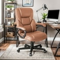 thumbnail image 6 of Furmax High-back Executive Office Chair With Lumbar Support Height Adjustable Swivel Seat PU Leather, Light Brown, 6 of 7