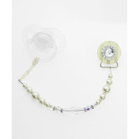 Blingy Swarovski Crystal and Pearl Pacifier Clip