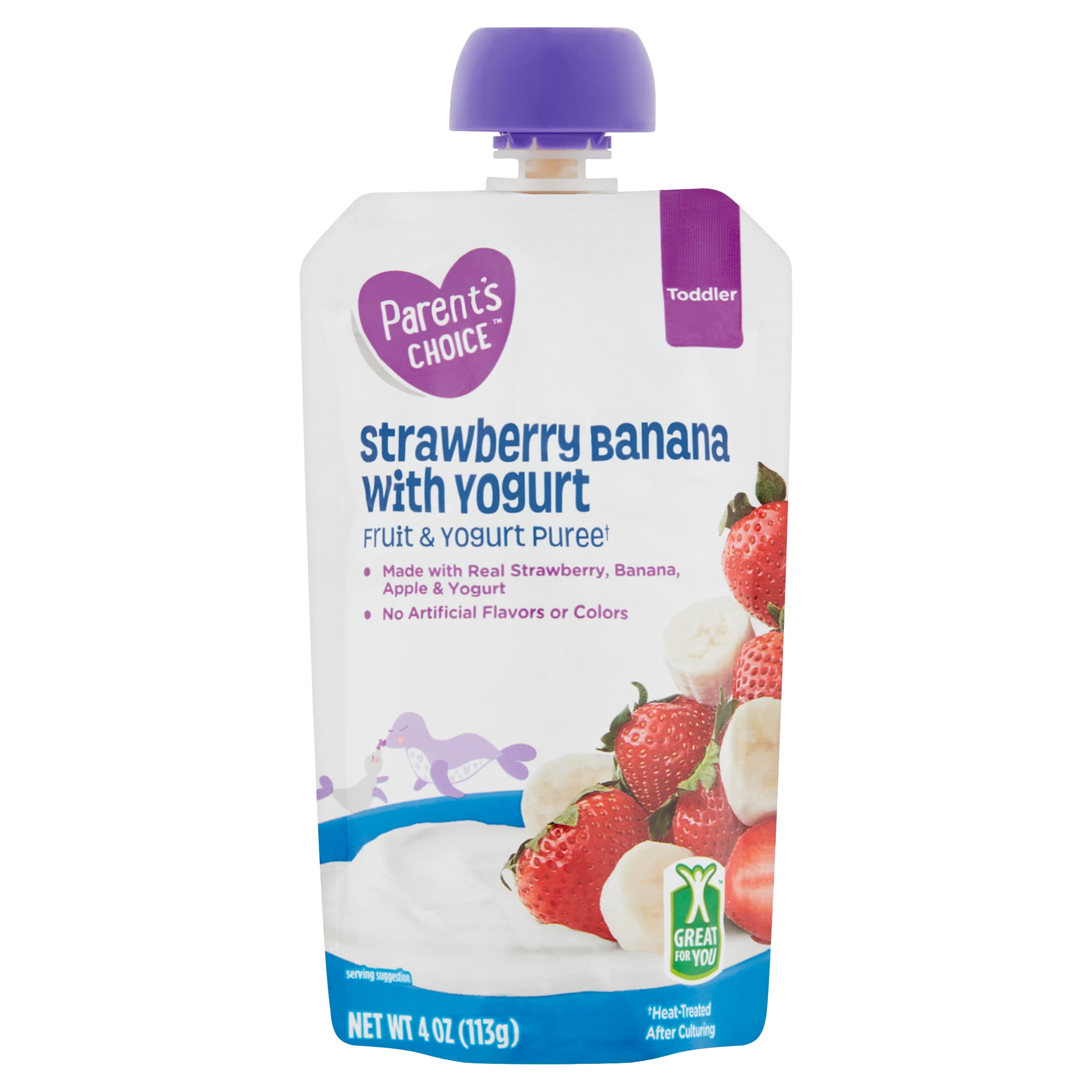 Parent's Choice Toddler Food, Strawberry Banana Yogurt Baby Food, 1