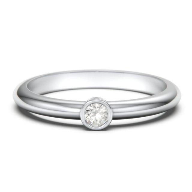 Classic Bezel Set Birthstone Ring - Cubic Zirconia / White Topaz (April)