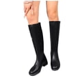 thumbnail image 1 of Eltusu Women Mid Calf Boots, No Slip Waterproof Thermal Low Heel Riding Boots Black Size 6, 1 of 3