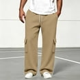 thumbnail image 2 of Riecok Mens Cargo Sweatpants with Pockets Open Bottom Elastic Waist Drawstring Pants Pull on Wide Leg Sweat Pant Workout Fall Trouser Khaki L, 2 of 7