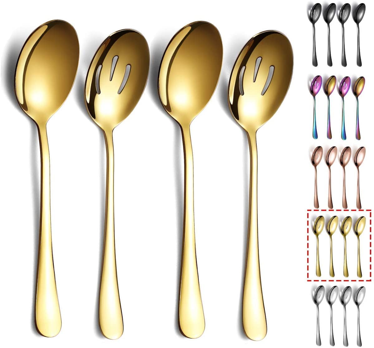 ReaNea Gold Serving Spoons 4 Pieces Include 2 Serving Spoon And 2
