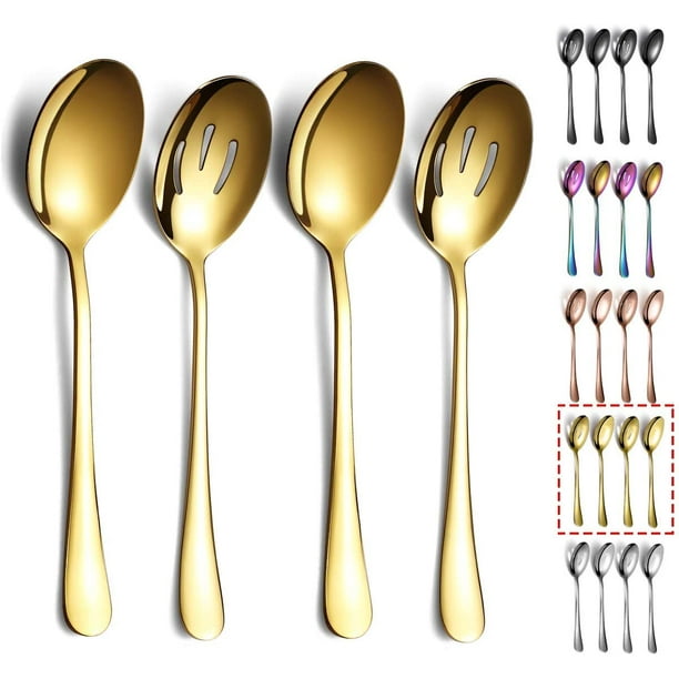 ReaNea Gold Serving Spoons 4 Pieces Include 2 Serving Spoon And 2