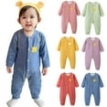 thumbnail image 1 of Baby Newborn Girls Long Sleeve Rompers Infant Boys Soft Cotton Jumpsuits Infant Onesies Velvet Bodysuit, 1 of 9