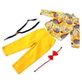 thumbnail image 3 of Trajes para bebés y niños, trajes, camisa de manga larga, pantalones con pechera, conjuntos de ropa con pajarita para primavera y otoño, amarillo, 110cm/43,31 pulgadas, 3 of 14