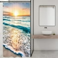 thumbnail image 3 of Stall Small Shower Curtain Half Summer 36x72 Inch Mini Single Narrow Ocean Beach Coastal Hawaiian Sunrise Sea Wave Seaside Scene Island Blue Cool Fabric Set Waterproof 7 Pack Hooks BB-JWXP, 3 of 6