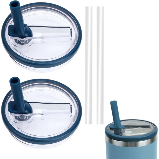 Tapa de repuesto con pajita abatible para taza, 2 piezas, resistente a salpicaduras, a prueba de polvo, a prueba de fugas, tapas abatibles reutilizables, tapas para vasos de viaje compatibles con