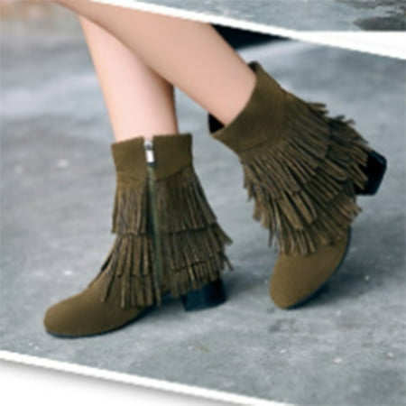 

Gubotare Muck Boots For Women Women Lug Sole Low Heel Chelsea Fashion Ankle Bootie w/Double Elastic Gore Green 7.50