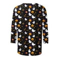 thumbnail image 4 of VKOYWKM Womens Pumpkin T Shirts 3/4 Sleeve Tops Funny Graphic T Shirt Crew Neck Loose Party Tops Halloween Spooky Print Tees, 4 of 5
