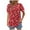 Red-16, variant on Perfectbot Women Shirts Print Casual Pleated Crew Neck Short Sleeve Summer Relaxed Blouses,S-2XL