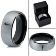 thumbnail image 4 of Black Gray Ring Tungsten Gifts Gamer Women Stackable Rings Set Mr And Mrs Mom Men Gay Dad, 4 of 7