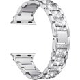 thumbnail image 1 of Bandas Bling compatibles con Apple Watch Band 38 mm 40 mm 41 mm 42 mm 44 mm 45 mm iWatch Series 7/6/5/4/3/2/1/SE, pulsera de metal ajustable con joyería elegante, 1 of 6