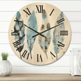 thumbnail image 2 of Designart 'Abstract Blue Boho Feathers I' Bohemian & Eclectic Wood Wall Clock, 2 of 5