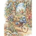 thumbnail image 2 of Unknown 15x18 Black Ornate Wood Framed with Double Matting Museum Art Print Titled - Wheelbarrow of Flowers, 2 of 4