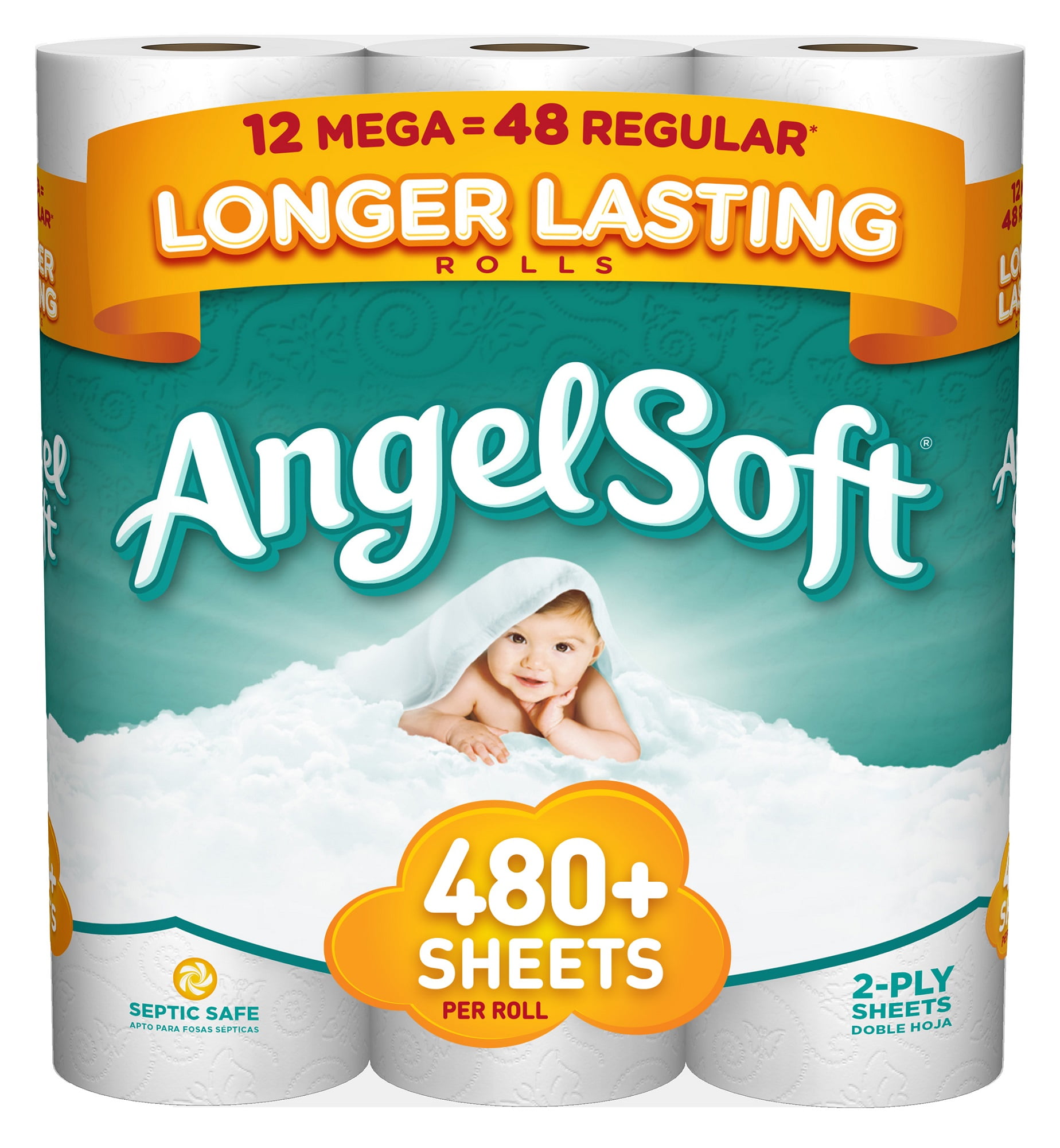 Angel Soft Toilet Paper, 12 Mega Rolls by Georgia Pacific