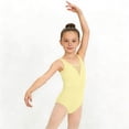 thumbnail image 6 of Girls Ballet Leotard Sleeveless Gymnastics Dance Leotard for Kids Nylon Spandex Stretchy Breathable Mesh V-Neck Tank Top Yellow,Size 7-8 T, 6 of 6