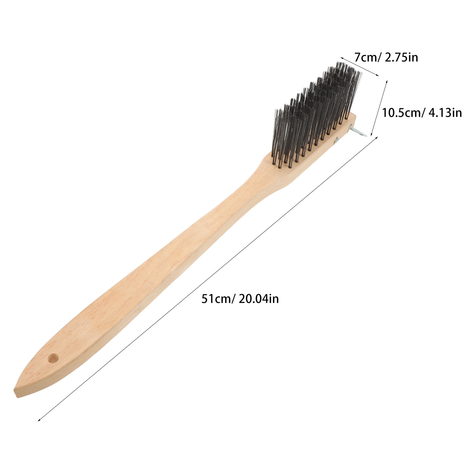 OUNONA Pizza Oven Brush with Beige Wood Handle and Copper Wire Bristles for Easy Grease Removal and Deep Cleaning
