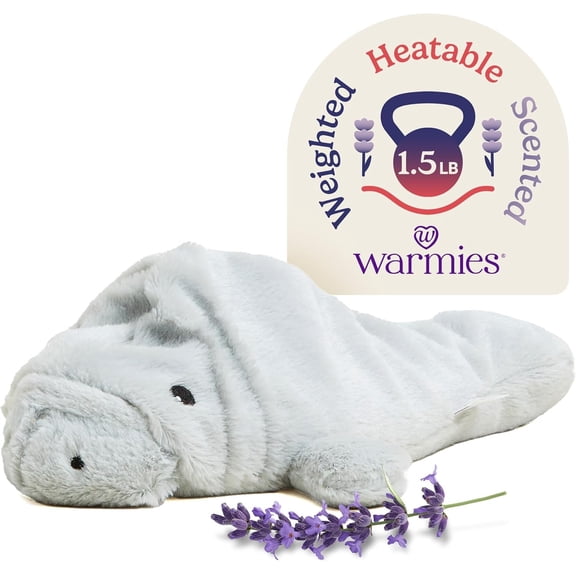 warmies 13” Manatee Stuffed Animal, Microwavable Heated Plushies and Weighted Soft Plush Toys