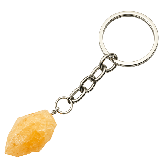 Citrine Crystal Car Key Holder, Raw Crystal Keychain