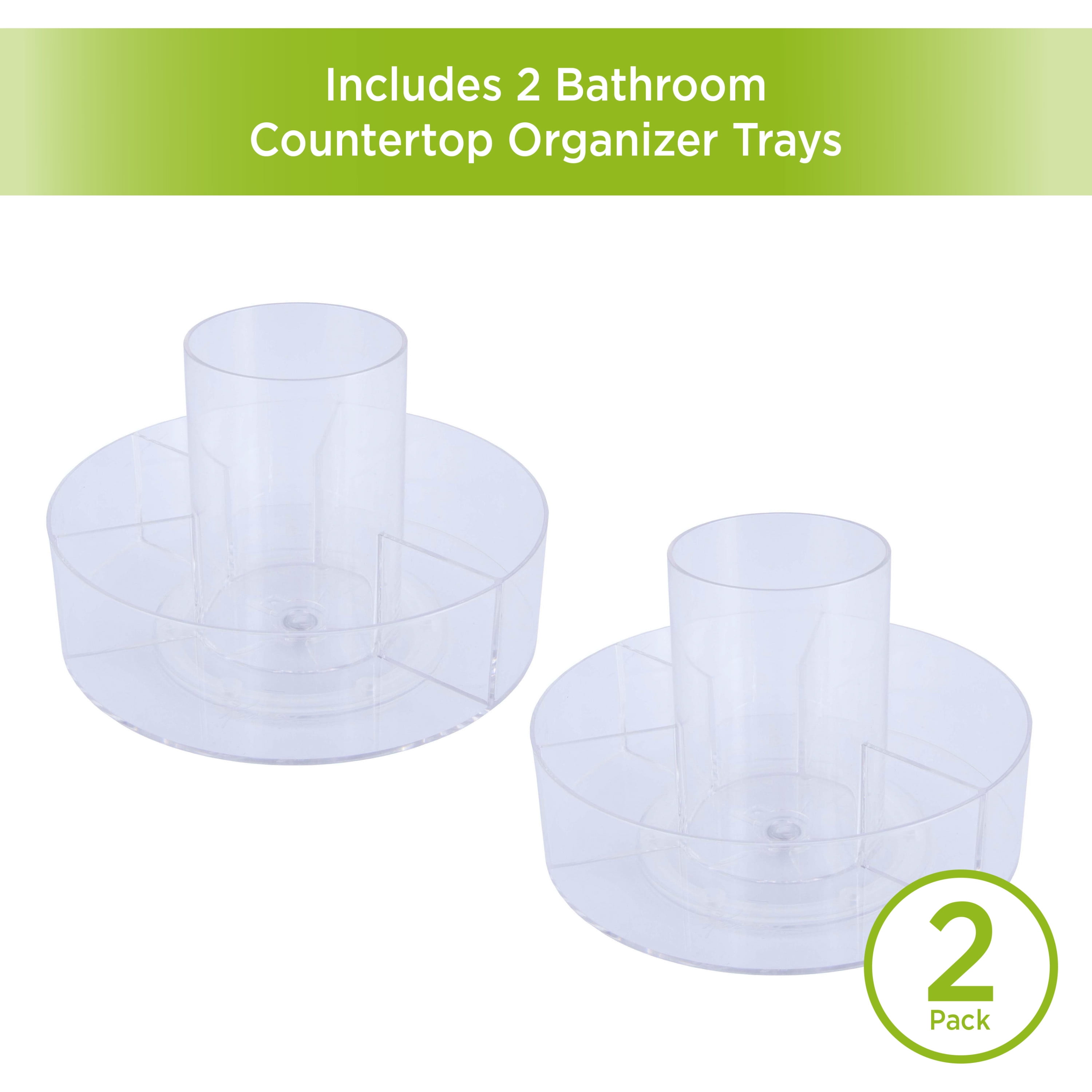 Kenney Storage Made Simple Lazy Susan 360 Rotating Countertop Organizer, 5 Compartment, Set of 2, Clear