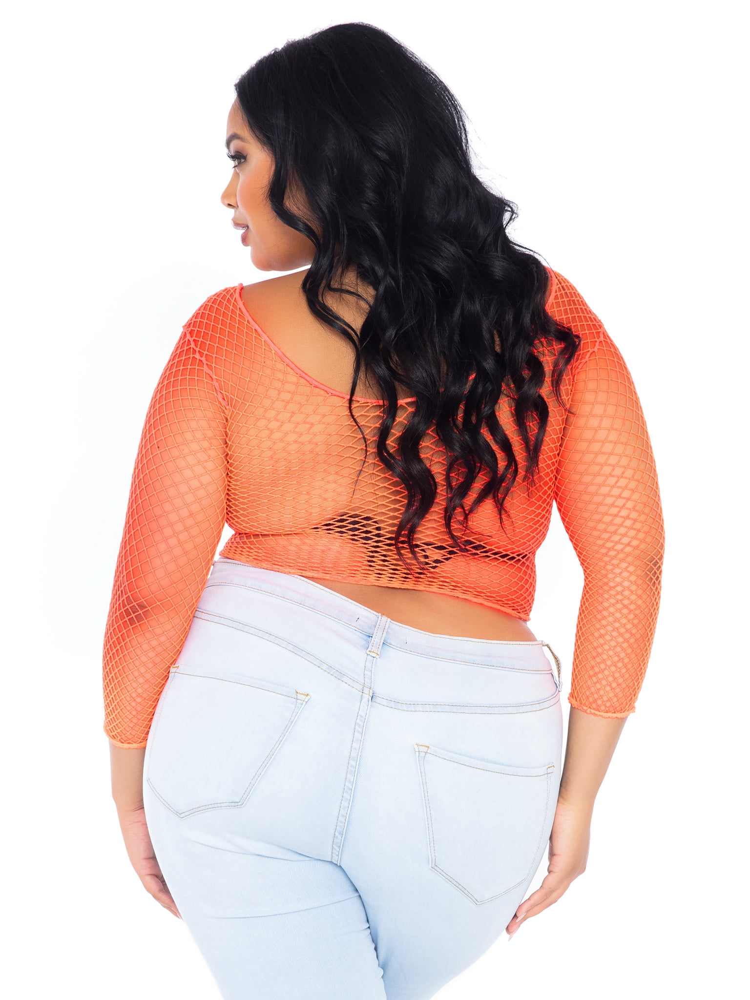plus size fishnet long sleeve shirt