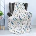 thumbnail image 4 of Tribal Soft Flannel Fleece Blanket, Aztec Exotic Feathers Dreamcatchers Traditional Folk Watercolor Boho Art, Cozy Plush for Indoor and Outdoor Use, 60" x 80", Violet Blue Pale Green, by Ambesonne, 4 of 5