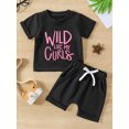 thumbnail image 2 of Bagilaanoe 2pcs Toddler Baby Girl Shorts Set Short Sleeve Letter Print T Shirt Tops + Shorts 6M 12M 18M 24M 3T Kids Casual Summer Clothes, 2 of 9