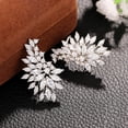 thumbnail image 3 of AEXTO Stud Earrings Marquise and Round Cubic Zirconia Rhinestone Cluster Earrings 925 Sterling Silver Post Hypoallergenic for Women, Brides, Bridesmaid, 3 of 5