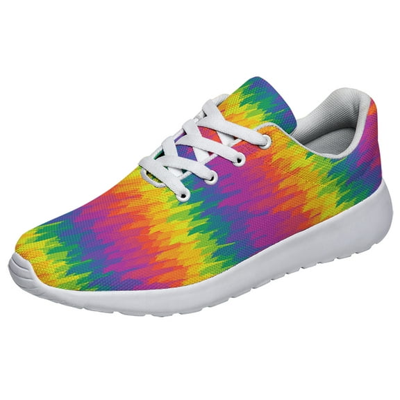 Rainbow Pride Shoes Men Women Fashion LGBT Sneakers Adult Lightweight Breathable Running Shoes White Size 3.5