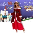 thumbnail image 2 of FYEGRE Robe Tunique Élégante pour Femme Imprimée pour Fête, Célébrations de Noël Festives et Rouge m, 2 of 9