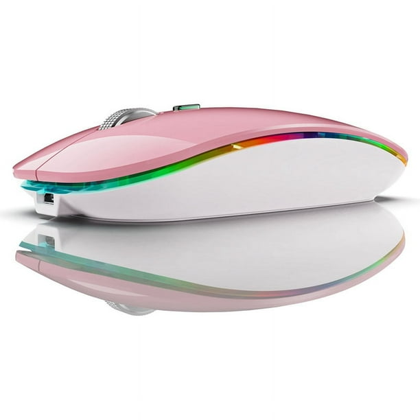 RatóN InaláMbrico BT5.1+2.4Ghz con Jiggler de RatóN, RatóN Recargable de 2.4G, Movimiento de RatóN para Computadora con USB, Rosa