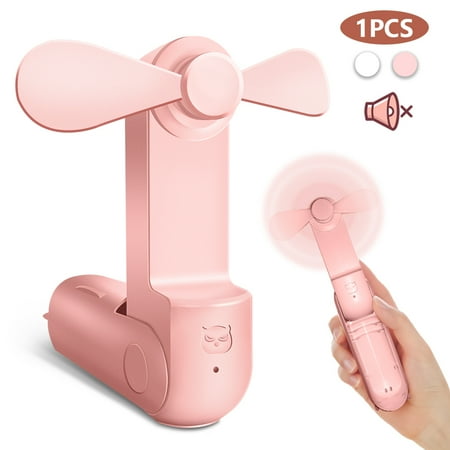 

Foldable 2 in 1 Handheld Portable Mini Air Cooling Fan Power Bank 2000mAh. Micro USB Rechargeable 10-20 Hrs. of Battery Life Smart LED Indicators Double Speed (Pink)