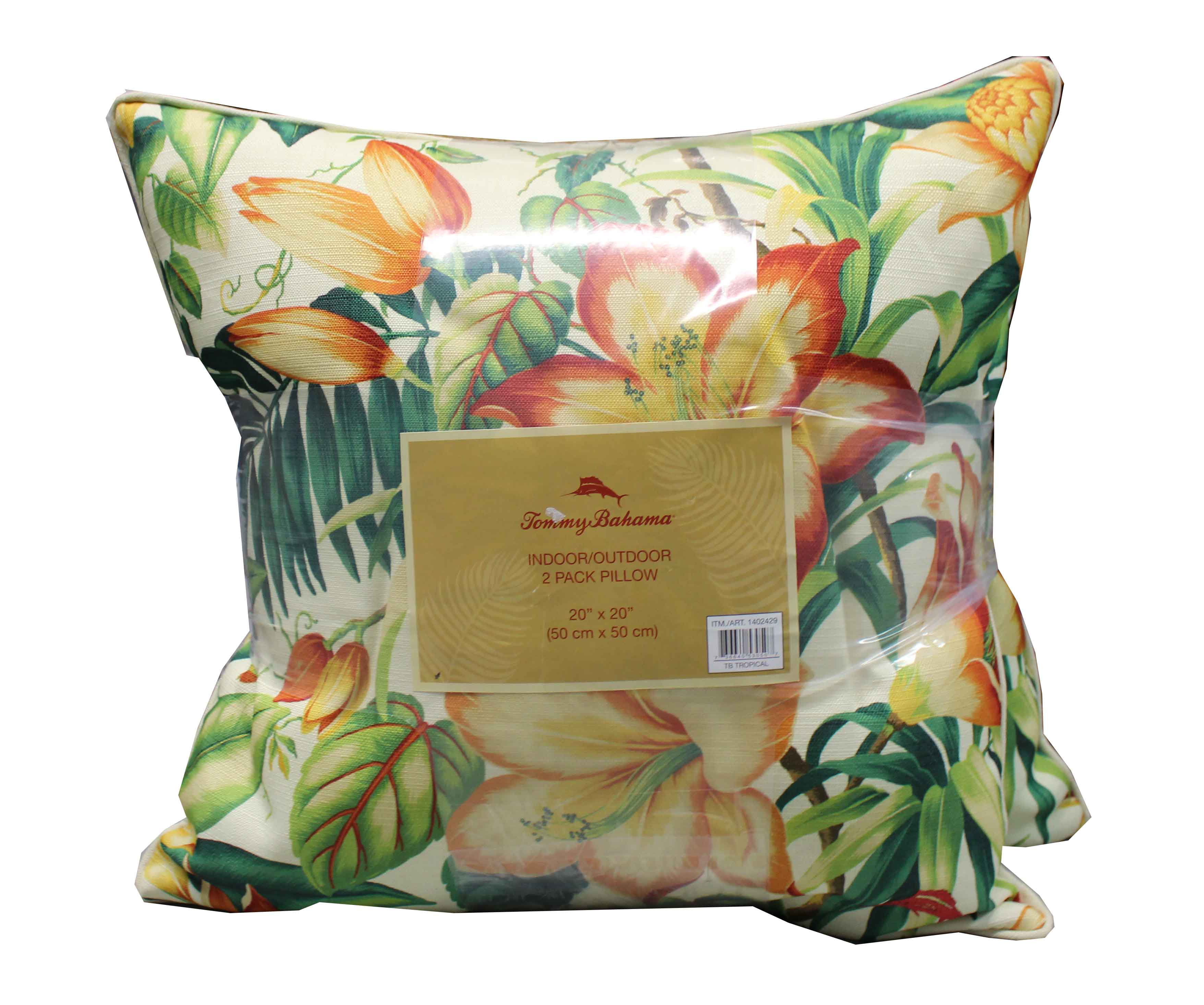 2 Pack Tommy Bahama Indoor Outdoor Pillow Green 20”X20” Cover with Zipper NEW 