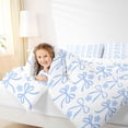thumbnail image 3 of Manfei Blue Bow Flower Bedding Comforter Set for Boys Girls, Cute Ribbon Queen Bedding Sets, Reversible, 7pcs, 3 of 7
